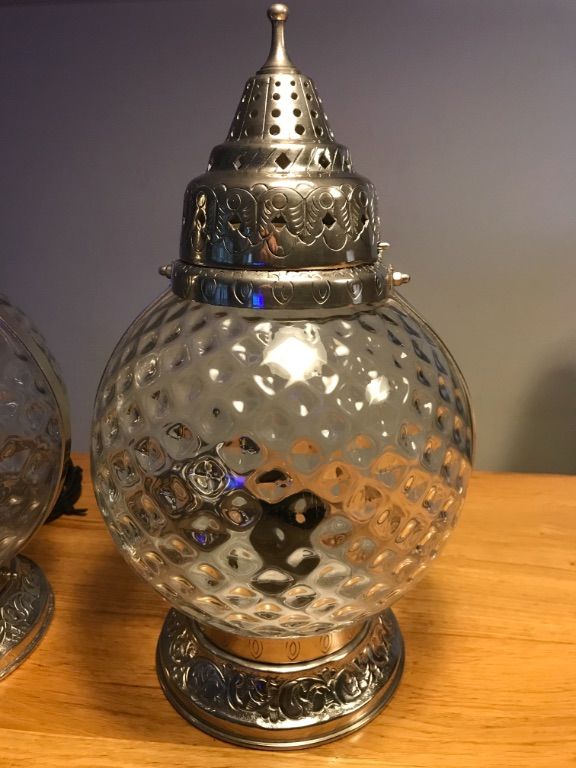 2 tafellampen | glas met zilverlook