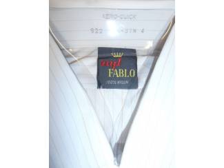 Kleding Vintage overhemd Fablo Nylon wit met verticale streep maat 37