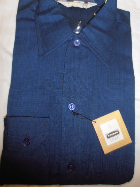 Vintage overhemd Trenco Essex donkerblauw maat S