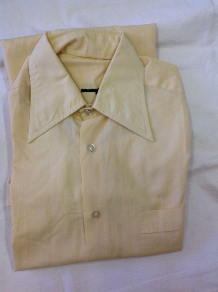 Vintage overhemd creme/geel punt boord maat geschat 37/38