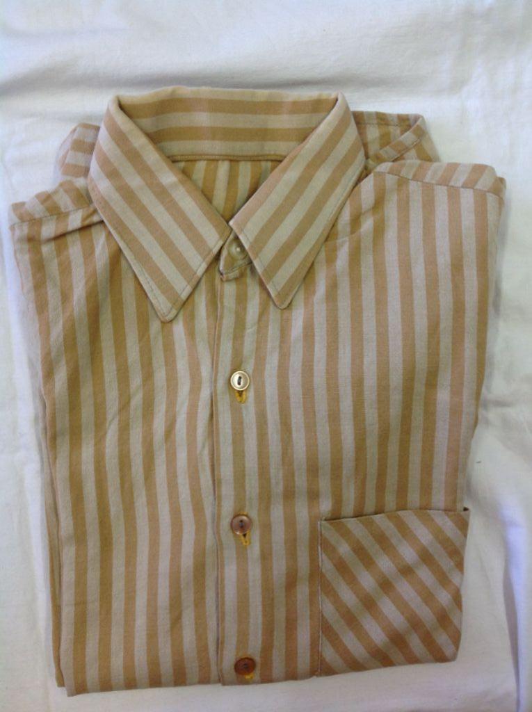 Vintage overhemd bruine streep maat geschat 37/38