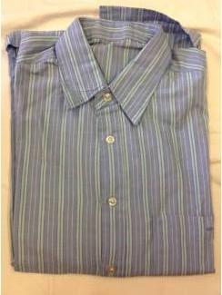 Vintage overhemd merk ontbreekt; blauwe strepen maat geschat 36