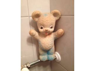 Jaren 70 blauw wit kunststof beer speelgoed