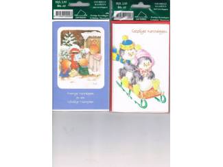 Kerst 4 dubbele kaarten met enveloppen 14 x 9 cm nu &euro; 1,--