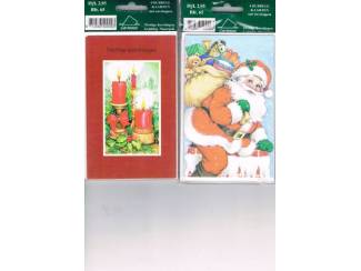 Kerst 4 dubbele kaarten met enveloppen 14 x 9 cm nu &euro; 1,--