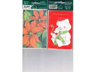 Kerst 4 dubbele kaarten met enveloppen 14 x 9 cm nu &euro; 1,--
