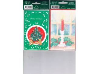 Kerst 4 dubbele kaarten met enveloppen 14 x 9 cm nu &euro; 1,--
