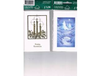 Kerst 4 dubbele kaarten met enveloppen 14 x 9 cm nu &euro; 1,--