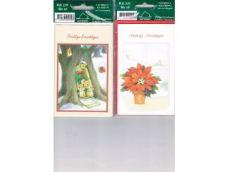 Kerst 4 dubbele kaarten met enveloppen 14 x 9 cm nu &euro; 1,--