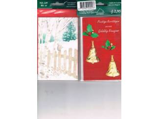 Kerst 4 dubbele kaarten met enveloppen 14 x 9 cm nu &euro; 1,--