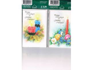 Kerst 4 dubbele kaarten met enveloppen 14 x 9 cm nu &euro; 1,--