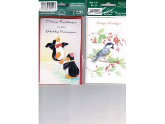 Kerst 4 dubbele kaarten met enveloppen 14 x 9 cm nu &euro; 1,--
