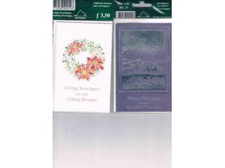 Kerst 4 dubbele kaarten met enveloppen 14 x 9 cm nu &euro; 1,--