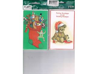 Kerst 4 dubbele kaarten met enveloppen 14 x 9 cm nu &euro; 1,--