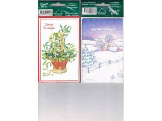 Kerst 4 dubbele kaarten met enveloppen 14 x 9 cm nu &euro; 1,--