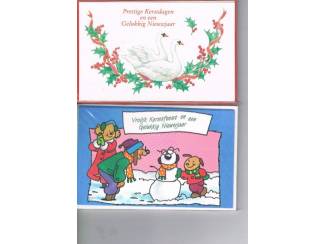 Kerst 8 enkele kaarten met enveloppen 14 x 9 cm nu &euro; 1,--