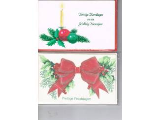 Kerst 8 enkele kaarten met enveloppen 14 x 9 cm nu &euro; 1,--