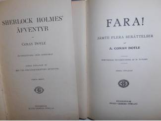 Antiquarische boeken Sherlock Holmes e.a. (antiquarisch) in de Zweedse taal  (doos 9).