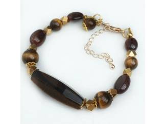 Sieraden en Tassen Armband van tiger eye en messing