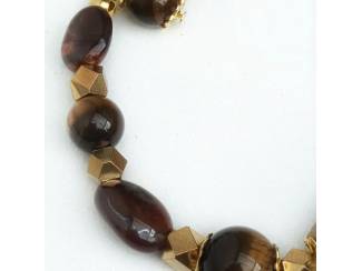 Sieraden en Tassen Armband van tiger eye en messing