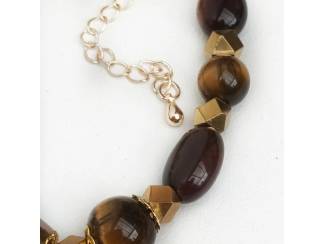 Sieraden en Tassen Armband van tiger eye en messing