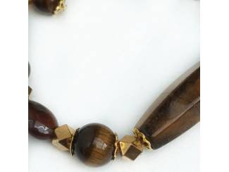 Sieraden en Tassen Armband van tiger eye en messing