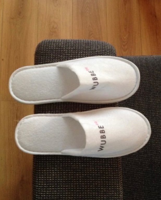 Sloffen wit 29 cm lang met rubber zolen sauna slippers