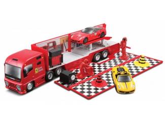 Auto's Burago Ferrari Ferrari Race Transporter Racing Hauler Schaal 1:43