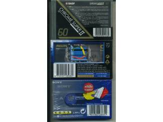 Cassettebandjes 3 gesealde cassettes type II Basf Philips & Sony