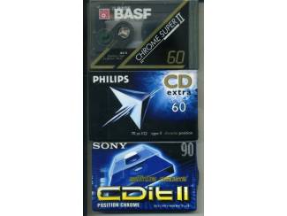 3 gesealde cassettes type II Basf Philips & Sony