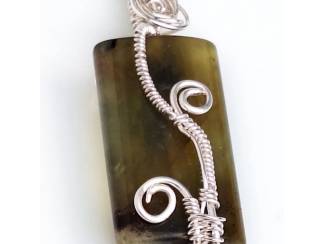 Kettinghangers Verzilverde hanger met mosagaat