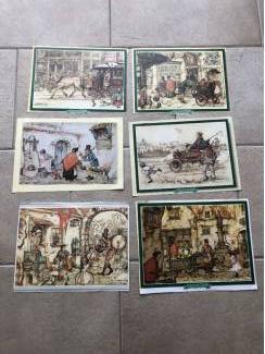 Foto's en Prenten Anton Pieck gladde print tekeningen 6 stuks