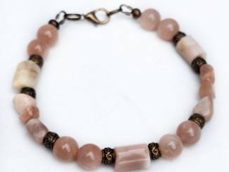 Armbanden Armbandenset van zonnesteen en leer