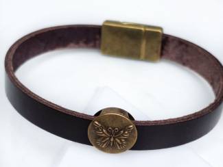 Armbanden Armbandenset van zonnesteen en leer