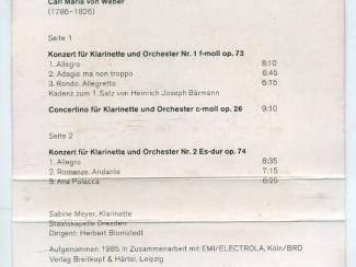 Cassettebandjes Weber – Klarinettenkonzerte 7 nrs cassette 1985 ZGAN