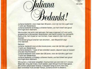 Grammofoon / Vinyl Willy Alberti Juliana Bedankt! vinyl single 1980 zeer mooie