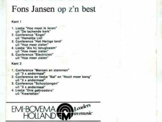 Cassettebandjes Fons Jansen op z'n best 9 nrs cassette 1977 ZGAN