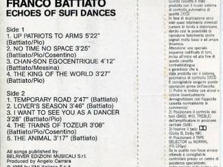 Cassettebandjes Franco Battiato Echoes of Sufi Dances 9 nrs cassette 1985