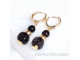 Oorbellen Messing oorringen met granaat