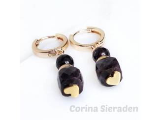 Oorbellen Messing oorringen met granaat