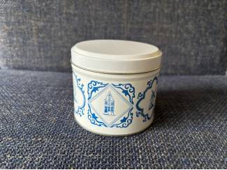 Daelmans oud Hollands blauw wit  stroopwafelblik leeg koekblik