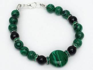 Armbanden Armbandenset van natuursteen en leer