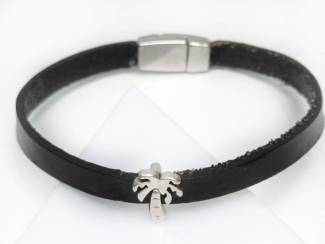 Armbanden Armbandenset van natuursteen en leer