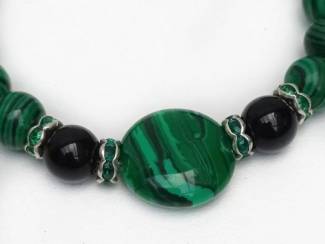 Armbanden Armbandenset van natuursteen en leer