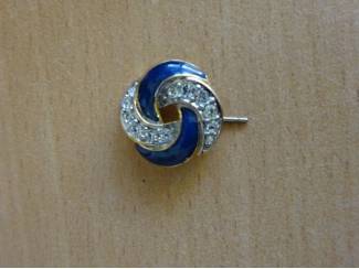Overige Accessoires Sieraad emaille blauw met goudachtige diamantlook steentjes