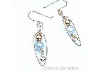 Oorbellen Messing oorhangers met parel