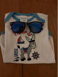 Kleding (Kinder- en Baby) Romper 100% katoen Captain Greece Zakynthos 12-18 mnd + zonnebril
