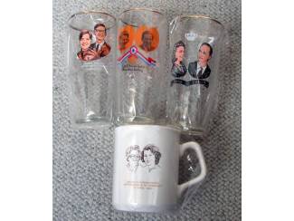 Koninklijk Huis en Royalty Koninklijk huis oudere serie 3 Glazen en 1 beker ZGAN