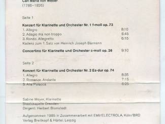 Cassettebandjes Weber – Klarinettenkonzerte 7 nrs cassette 1985 ZGAN  Sabine Me