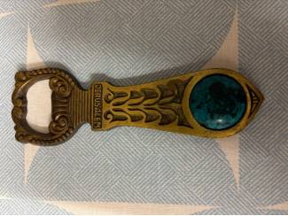 Biermerken Flesopener koper Jeruzalem gedecoreerd 13 cm